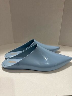 Melissa 8 Unique 39 Unique Powder Blue Pointed Slip-On Mules Perfect Minimalist